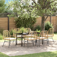 vidaXL Trädgårdsmöbelset 7 pcs Brun konstrotting