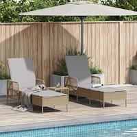 vidaXL Solsäng Reclining 2 pcs Beige 35 x 35 x 32cm konstrotting