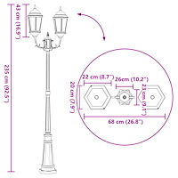 vidaXL Trädgårdslampa med 2 lampor E27 Vit 235 cm Aluminium