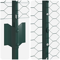 vidaXL Staketstolpar 11 st U-kanal Grön 160 cm Stål