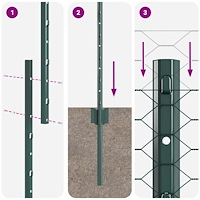 vidaXL Staketstolpar 11 st U-kanal Grön 160 cm Stål