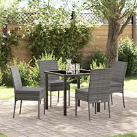 vidaXL Trädgårdsmöbelset 5 pcs Grå Pulverlackerat stål