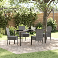 vidaXL Trädgårdsmöbelset 5 pcs Grå Pulverlackerat stål