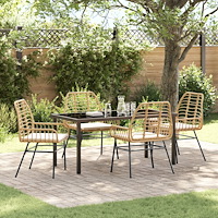 vidaXL Trädgårdsmöbelset 5 pcs Brun konstrotting