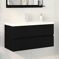 vidaXL Diskbänksskåp med inbyggt handfat Svart ek Konstruerat trä, vidaXL Diskbänksskåp Svart ek 90x38,5x45 cm Konstruerat trä