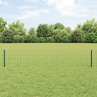 vidaXL Eurostaket med 5 U-pinnar Grön 0.4x10 m Stål