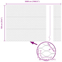 vidaXL Staketstolpar 22 st U-Kanal 120 cm Galvaniserat Stål, vidaXL Sexkantigt Staket 1x50 m Galvaniserat Stål