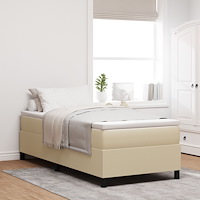vidaXL Box Spring Säng med Madrass Ljusgrön Grå 90x200 cm Corduroy Tyg