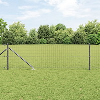 vidaXL Euro Stängsel med 7 Spikposter 0.6x10 m Galvaniserat Stål Grå