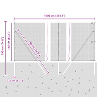vidaXL Svetsat Stängsel med 7 Stänger 1.4x10 m Galvaniserad Stål