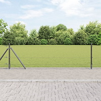 vidaXL Svetsat Trådstaket med 13 Flangerade Stolpar Grå 0.4x25 m Stål