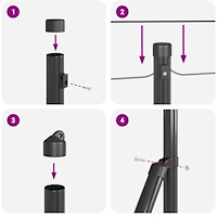 vidaXL Grå Staketstolpe Set Set om 2 Grå Metall 25 x 0.5 m Hållbar