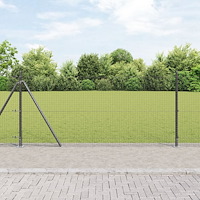 vidaXL Svetsat Trådgärd med 13 Flanged Poster Grå 0,8x25 m Stål