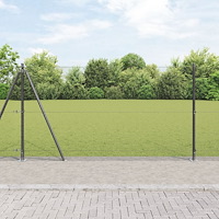 vidaXL Svetsat Stängsel med 13 Flangerade Stolpar Grå 1.2x25 m Stål