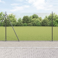 vidaXL Svetsat Trådgaller med 13 Flangerade Stolpar Grå 1.5x25 m Stål