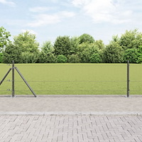 vidaXL Svetsat Trådgärde med 13 Flänsade Stolpar Grå 0.4x50 m Stål