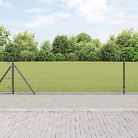 vidaXL Svetsat Trådskärm med 13 Flangerade Stolpar Grå 0.5x50 m Stål