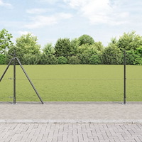 vidaXL Fogat Nätstängsel med 13 Flangade Stolpar Grå 0.8x50 m Stål