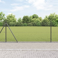 vidaXL Svetsat Trådstak med 13 Flanged Posts Grå 1x50 m Stål