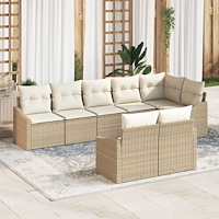 vidaXL 8 Delars Trädgårdsmöbelset med Kuddar Beige Poly Rattan
