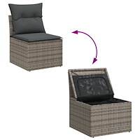vidaXL 8 Delar Trädgårdsoffset med Dynor Grå Poly Rattan