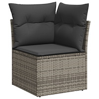 vidaXL 8 Delar Trädgårdsoffset med Dynor Grå Poly Rattan