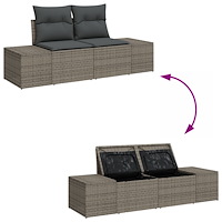 vidaXL 8 Delar Trädgårdsoffset med Dynor Grå Poly Rattan