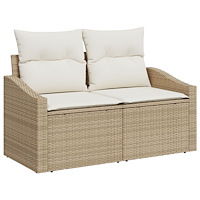 vidaXL 5 Delar Trädgårdsoffaset med Kuddar Beige Polyrotting Akacia