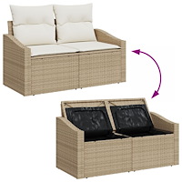 vidaXL 5 Delar Trädgårdsoffaset med Kuddar Beige Polyrotting Akacia