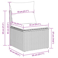 vidaXL 8 Delar Trädgårdsoffset med kuddar Beige Poly Rattan Akacia
