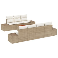vidaXL 8 Delar Trädgårdsoffset med kuddar Beige Poly Rattan Akacia