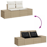 vidaXL 8 Delar Trädgårdsoffset med kuddar Beige Poly Rattan Akacia
