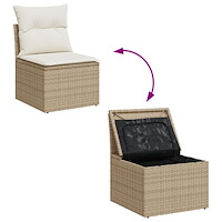 vidaXL 8 Delar Trädgårdsoffset med kuddar Beige Poly Rattan Akacia