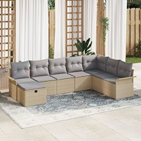 vidaXL 8-delars Trädgårdsoff Set med Kuddar Beige Poly Rattan