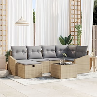 vidaXL 7-delars Trädgårdsoffaset med kuddar Beige Poly rotting