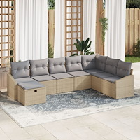 vidaXL 8-delat Trädgårdsoffset med Kuddar Beige Poly Rattan