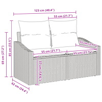 vidaXL 9-delad trädgårdsoffuppsättning med kuddar beige poly rotting