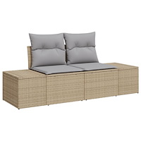 vidaXL 6-delad trädgårdsoffagruppe med kuddar beige poly rattan
