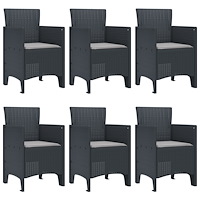 vidaXL 7-delat trädgårds matsalsset med kuddar antracit poly rattan