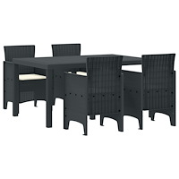 vidaXL 5 Delar Trädgårdsset med Kuddar Antracit Poly Rattan