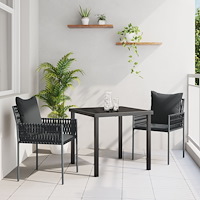 vidaXL Set med 2 Svart PE rattan 54x61x83 cm Hållbar Utomhusstol