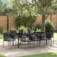vidaXL Set om 5 Svart Poly Rattan, Pulverlackerad stål, Polyester