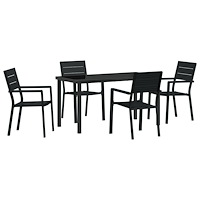 vidaXL 5-delat Trädgårdsmöbelset Svart HDPE