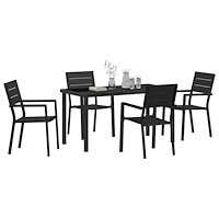 vidaXL 5-delat Trädgårdsmöbelset Svart HDPE