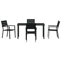 vidaXL 5-delat Trädgårdsmöbelset Svart HDPE