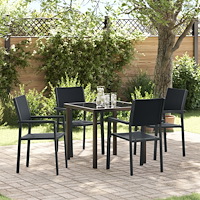 vidaXL 5-delars Trädgårdsdinning Set Svart Poly Rattan
