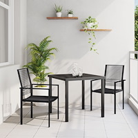 vidaXL 3-delars Trädgårdsdiningställning Svart PVC Rattan