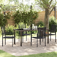 vidaXL 5-delat trädgårdsdining set svart PVC Rattan