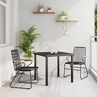 vidaXL 3-delat trädgårdsdining set svart PVC rattan
