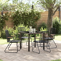 vidaXL 5-delat trädgårdsdining set svart PVC-rattan